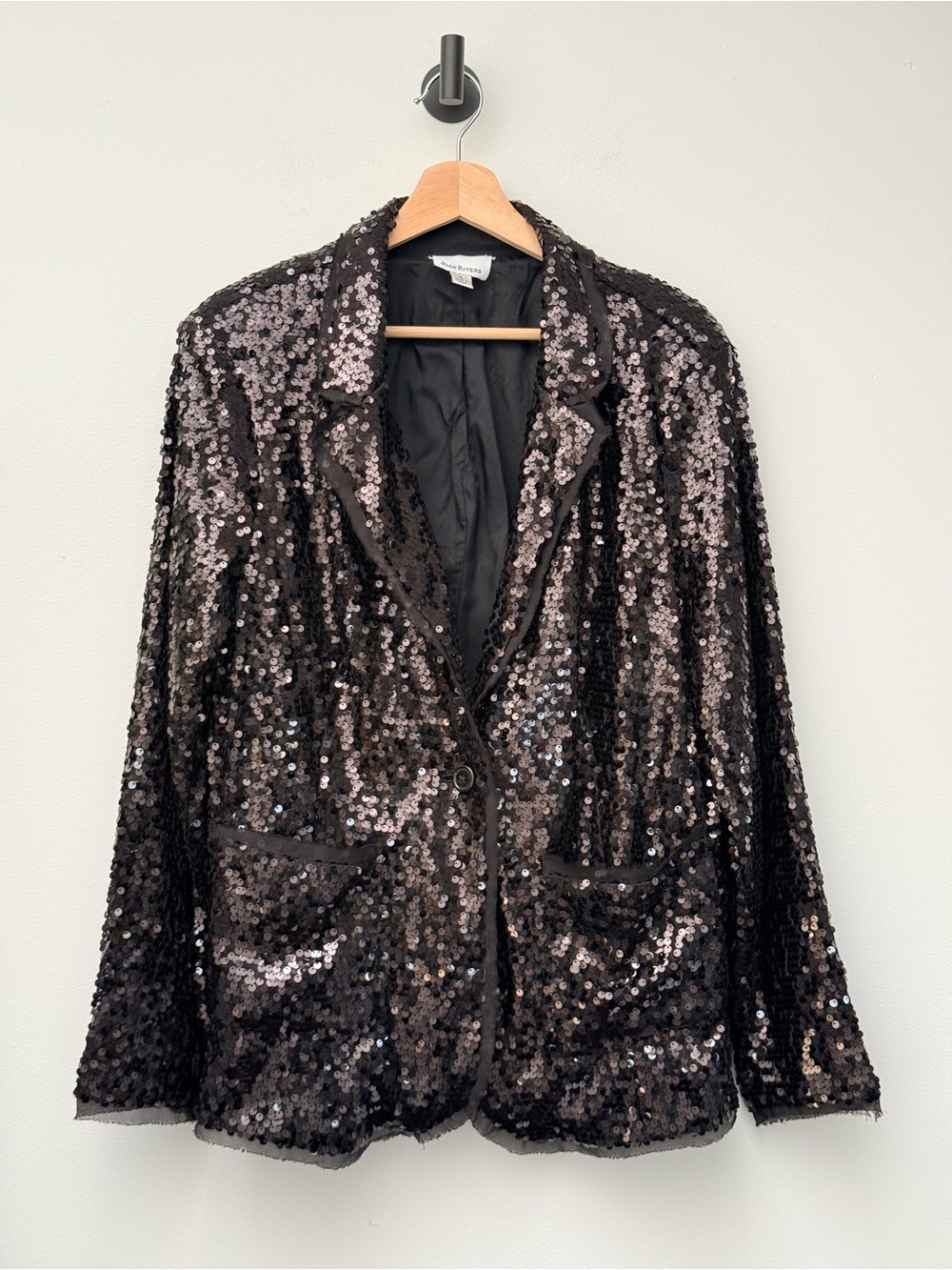 Joan Rivers Black Sequin Blazer Jacket